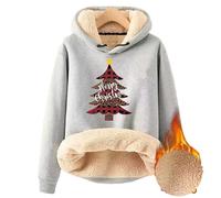 Felpe con cappuccio in pile da donna cappotto caldo felpa in pile oversize felpa con cappuccio accogliente calda per allenamento interno esterno cappotto termico regali di Natale, Grigio, M