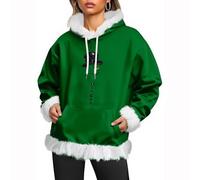 Felpe con cappuccio in pile natalizio da donna oversize maglioni a maniche lunghe classico primavera lettera grafica pullover top leggero escursionismo adolescenti Activewear