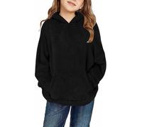 Felpe con cappuccio in pile Teddy per bambini soffici Sherpa a maniche lunghe felpe per bambini autunno inverno maglioni caldi oversize pelosi comodi maglioni termici casual pullover 4-14 anni, Nero