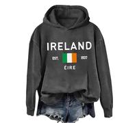 Felpe con cappuccio in tinta unita da donna con stampa St. Day Pullover a maniche lunghe con cappuccio tinta unita abbigliamento sportivo per abiti da allenamento all'aperto, Grigio scuro, XXL