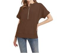 Felpe con cappuccio leggere a maniche corte in tinta unita da donna Y2K alla moda con zip pullover vestiti 2025 anime con cappuccio casual personalizzati con cappuccio vestibilità ampia moda vintage