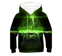 Felpe con Cappuccio Moda Stampate 3D Ragazzi Felpe Ragazza con Cerniera Bambini Pullover Maniche Lunghe Casual Sportivo Scuola Autunno Inverno Regalo Bambini (Green, 11-12 Years)