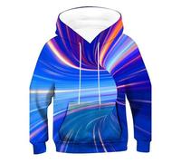 Felpe con Cappuccio Moda Stampate 3D Ragazzi Felpe Ragazza con Cerniera Bambini Pullover Maniche Lunghe Casual Sportivo Scuola Autunno Inverno Regalo Bambini (Light Blue, 5-6 Years)