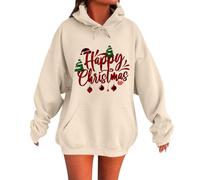 Felpe con cappuccio natalizie da donna con cappuccio di Natale pullover top classico autunno modello lettera maglione brutto viaggio donna costume