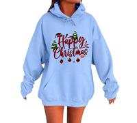 Felpe con cappuccio natalizie da donna con cappuccio di Natale pullover top classico autunno modello lettera maglione brutto viaggio donna costume
