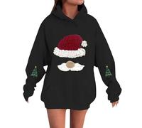 Felpe con cappuccio natalizie da donna con stampa divertente natalizia con cappuccio da donna felpa oversize con adorabile gnomo grafico comodo vestiti con cappuccio per interni in casa, feste regali