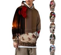 Felpe con cappuccio natalizie da uomo con cappuccio con criceto taglia adulto carino modello animale felpe con cappuccio comfort fit felpa grafica allentata felpa casual all'aperto maglioni moda