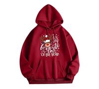 Felpe con cappuccio natalizie da uomo con renna con cappuccio Merry Xmas Holiday Graphic Felpa con tasca a maniche lunghe Pullover Top, Felpe natalizie rosse per uomo, XL