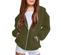 Felpe con cappuccio oversize con cerniera per ragazze adolescenti, in pile, calde, tinta unita, con cappuccio, con cerniera, giacche con cerniera, felpe per giovani, bambini, carine, calde, casual, in