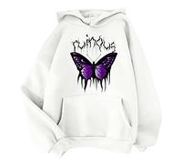 Felpe con cappuccio oversize da donna Pullover - Felpe con cappuccio da donna Felpa a maniche lunghe leggera con stampa a farfalla Casual Top autunnali Casual Fashion Pullover Top 2024 Felpa hip-hop