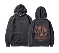 Felpe con cappuccio oversize termiche da donna Trust In The Lord Felpa con cappuccio Sherpa foderato in pile grafico cristiano a maniche lunghe lettera Gesù felpe alla moda università con cappuccio
