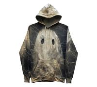 Felpe con cappuccio patchwork da uomo con tasca, autunno e inverno retrò stampato casual a maniche lunghe maglione vacanze comode felpe vestibilità ampia pullover top, bianco, L