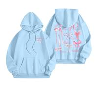 Felpe con cappuccio per le donne parole felpe con cappuccio felpe con cappuccio vestiti preppy felpa a maniche lunghe top felpe sfuse donne, Azzurro, XL