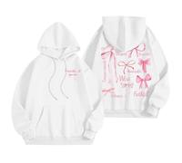 Felpe con cappuccio per le donne parole felpe con cappuccio felpe con cappuccio vestiti preppy felpa a maniche lunghe top felpe sfuse donne, bianco, XL