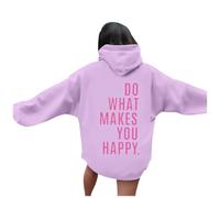 Felpe con cappuccio per le donne parole grafiche felpe con cappuccio per le donne felpe con cappuccio vestiti preppy felpa a maniche lunghe top, Viola, XL