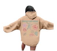 Felpe con cappuccio per le donne parole grafiche felpe con cappuccio per le donne felpe con cappuccio vestiti preppy felpa a maniche lunghe top, cachi, XL