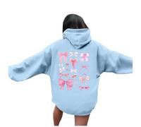 Felpe con cappuccio per le donne parole grafiche felpe con cappuccio per le donne felpe con cappuccio vestiti preppy felpa a maniche lunghe top, Azzurro, XL