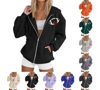 Felpe con cappuccio per le donne Zip Up Felpe con cappuccio con coulisse Felpa a maniche lunghe da donna Felpa a maniche lunghe tinta unita Giacche casual Rugby Stampa Pullover Y2K Pullover oversize