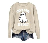 Felpe con cappuccio per ragazze adolescenti This Is Some Boo Sheet Sweatshirt Halloween Funny Ghost Graphic Sweatshirt Spooky Season Party Maglione Autunno Pullover Top, Beige, M