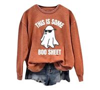 Felpe con cappuccio per ragazze adolescenti This Is Some Boo Sheet Sweatshirt Halloween Funny Ghost Graphic Sweatshirt Spooky Season Party Maglione Autunno Pullover Top, Arancione, L