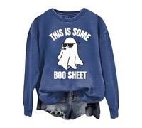 Felpe con cappuccio per ragazze adolescenti This Is Some Boo Sheet Sweatshirt Halloween Funny Ghost Graphic Sweatshirt Spooky Season Party Maglione Autunno Pullover Top, Blu, L