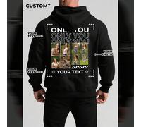 Felpe con cappuccio personalizzate da uomo. È possibile aggiungere il proprio testo/immagini (design di badge/logo aziendale/foto di famiglia/selfie) per creare la propria felpa stampata personalizzat