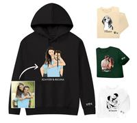 Felpe con Cappuccio Personalizzate Disegna Il Tuo Ritratto da Una Foto Felpe con Cappuccio Personalizzate con Testo Fotografico Regali per Le Coppie