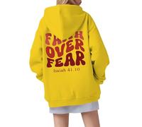 Felpe con cappuccio preppy grafiche invernali 2026 Meet at The Ocean per donne ragazze felpe oversize a maniche lunghe pullover top, Giallo, S