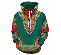 Felpe con Cappuccio retrò da Uomo African Dashiki 3D Print Casual Fashion Printed Pullover a Maniche Lunghe Abbigliamento Sportivo