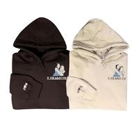 Felpe Con Cappuccio Ricamate Con Numeri Romani per Coppie - Personalizzate Con Stampe di Animali, Cuori e Iniziali Sulle Maniche