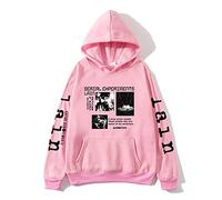 Felpe con Cappuccio Serial Experiments Lain Felpe con Cappuccio Felpe A Maniche Lunghe Uomo Donna Anime Stampati Pullover Manga Cartone Animato Casual Neutro Felpe Top XXS~3XL-Black||XXS
