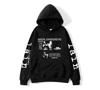Felpe con Cappuccio Serial Experiments Lain Felpe con Cappuccio Felpe A Maniche Lunghe Uomo Donna Anime Stampati Pullover Manga Cartone Animato Casual Neutro Felpe Top XXS~3XL-Black||XXS
