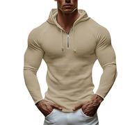 Felpe con cappuccio sportive da uomo con zip a un quarto con cappuccio a maniche lunghe leggera e comoda felpa con coulisse per il tempo libero top elastico ad asciugatura rapida traspirante tinta