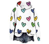 Felpe con cappuccio stampate per San Valentino da donna, casual alla moda carino San Valentino cuore felpe grafiche primavera leggera comoda maglioni da donna Incontri Pullover Top per il tempo libero