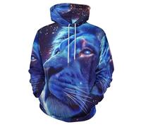 Felpe con Cappuccio Unisex con Leone 3D Manica Lunga Hoodie Cielo Stellato Dell'Universo Felpe Top Pullover Sweatshirt con Tasche per Abiti Autunno S-6XL