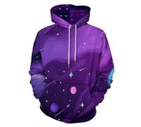 Felpe con Cappuccio Unisex con Stampa 3D con Grafica Cartoon Galaxy, Maniche Lunghe Spazio Universo Illustrazione Hoodies Pullover Casual Streetwear con Tasca per Abiti Autunno Inverno