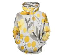 Felpe con Cappuccio Unisex con Stampa 3D con Grafica Giallo Petali Fiori, Maniche Lunghe Boemo Piante Hoodies Pullover Casual Streetwear con Tasca per Abiti Autunno Inverno
