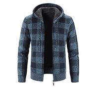Felpe Con Cappuccio Uomini Felpe 3D Stampato Maglione Con Cappuccio Manica Lunga Top Giacca Maglione invernale per gli Uomini Moda Manica Lunga Più Spesso Velluto Maglione Con Cappuccio Plaid, blu, L