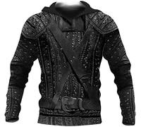 Felpe con cappuccio vichinghe nere per uomo Novità Felpa pullover con motivo armatura nordica Felpe con cappuccio atletiche con stampa 3D Streetwear (Color : Armor, Size : L)