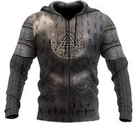 Felpe con cappuccio Viking Full Zip Felpa con cappuccio Norse Dragon Guerriero Armatura Tatuaggio Cerniera Felpa con cappuccio Pullover Novità Felpe con stampa 3D ( Color : Zip hoodies , Size : M )