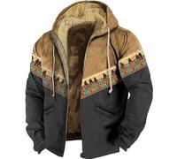 Felpe con Cerniera da Uomo Ranch Grafica Tribale Etnica Giacche Cappotto Invernale in Pile Parka Felpe Capispalla Cappotto con Cerniera con Cappuccio (Color : 2, Size : 3XL)