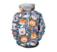 Felpe con Stampa 3D di Simpatici orsi Koala, Divertenti Felpe con Cappuccio Kawaii con Stampa 3D per Uomo, Abbigliamento Casual da Donna, Streetwear, Pullover-XL