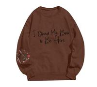 Felpe con stampa grafica divertente per gli amanti dei libri, casual, scollo rotondo, a maniche lunghe, top sportivo da donna, marrone, M
