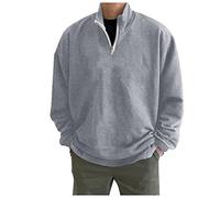 Felpe con Zip a Un Quarto Autunno e Inverno Tinta Unita da Uomo Felpa Senza Cappuccio Semplice Eleganti Classici Pullover Sportiva con Polsini Elastici Maglia per Il Tempo Libero