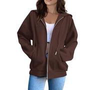 Felpe con Zip Donna, Felpa con Cappuccio Donna Leggero Manica Lunga Sweatshirt Aperto con Tasche E Cerniera Felpe Casual Classico Ampia Felpa Inter Donna per La Vita Quotidiana E Lo Sport
