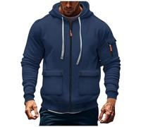 Felpe con zip intera da uomo felpa tattica da uomo slim fit giacche in pile a maniche lunghe con cappuccio con coulisse casual jakcets in pile confortevole felpa con cappuccio con tasche felpe, Marina