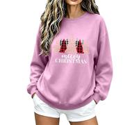 Felpe da donna a girocollo con motivo albero di Natale | Maglione natalizio a maniche lunghe, comodo, versatile, festivo, confortevole, fine settimana, tempo libero, cena in famiglia