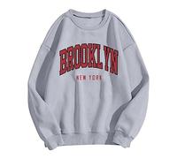 Felpe da donna Brooklyn alla moda girocollo workou girocollo a maniche lunghe vestibilità ampia lettera tinta unita felpe con cappuccio carino da donna comfort 2025 sottile Y2K Essential Felpe da