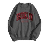 Felpe da donna Brooklyn alla moda girocollo workou girocollo a maniche lunghe vestibilità ampia lettera tinta unita felpe con cappuccio carino da donna comfort 2025 sottile Y2K Essential Felpe da