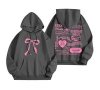Felpe da donna con cappuccio per le donne parole grafiche felpe abbigliamento preppy manica lunga comfort top, Grigio scuro, XL